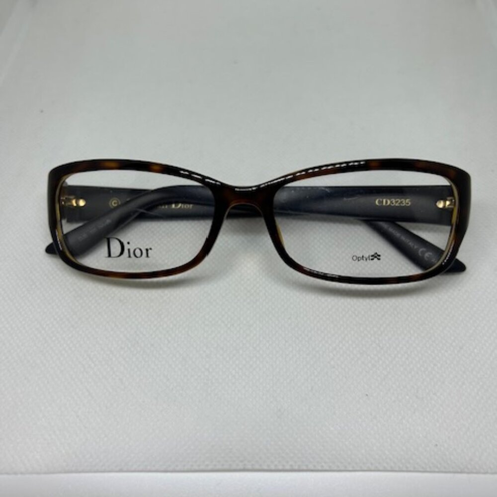 Dior Tortoiseshell Brown Rectangular Optical Glasses